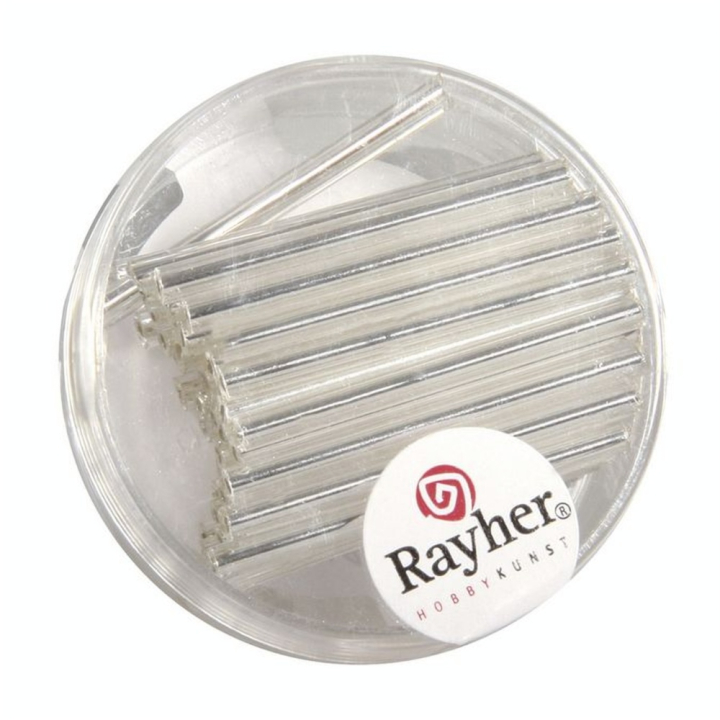 Perles de rocaille Tube intérieur Argenté 30 mm Couleur argent - Rayher - Rougier et Plé