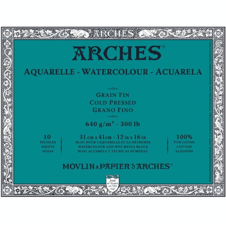 Bloc de papier aquarelle 640 g/m² grain fin - Arches - Rougier et Plé