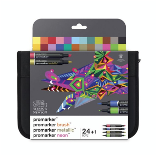 Marqueurs assortis 12 Promarker + 6 BrushMarker + 3 NeonMarker + 3 Metallic Marker - Winsor & Newton - Rougier et Plé