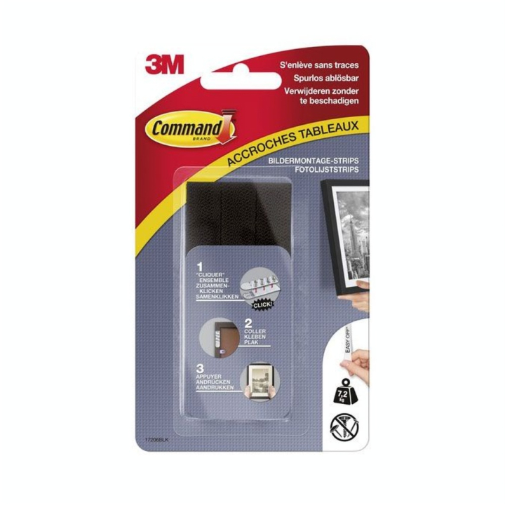 Accroche tableau adhésive - 4 x 2 languettes noires - 7,2 kg - 3M - Rougier et Plé