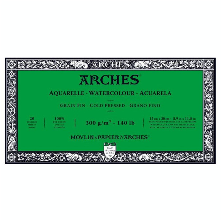 Bloc de papier aquarelle Grain fin 300 g/m² - 20 pages - Arches - Rougier et Plé
