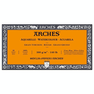 Bloc de papier aquarelle Grain torchon 300 g/m² - 20 pages - Arches - Rougier et Plé
