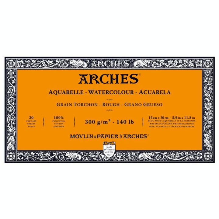 Bloc de papier aquarelle Grain torchon 300 g/m² - 20 pages - Arches - Rougier et Plé