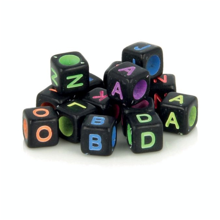 Perles alphabet noir et couleurs 6 mm x 300 pcs - Artemio - Rougier et Plé