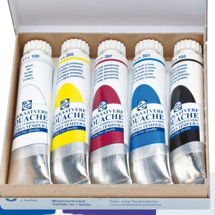 Gouache extra-fine Set primaire + noir & blanc - Talens - Rougier et Plé