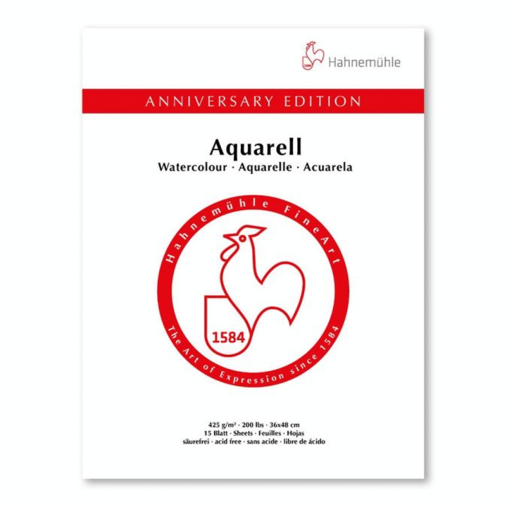 Bloc de papier aquarelle 425 g/m² 15 feuilles Edition anniversaire - Hahnemühle - Rougier et Plé