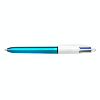 Stylo bille 4 couleurs Corps Shine métallisé bleu - Bic - Rougier et Plé
