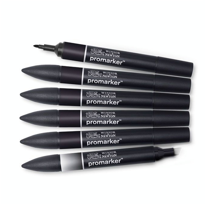 Marqueur Promarker Set 5 Noirs + Blender - Winsor & Newton - Rougier et Plé