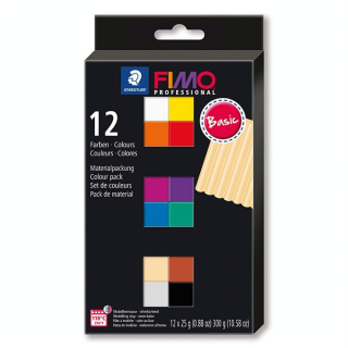 Pâte à modeler polymère FIMO Pro Set couleurs basiques 12 x 25 g - Fimo - Rougier et Plé