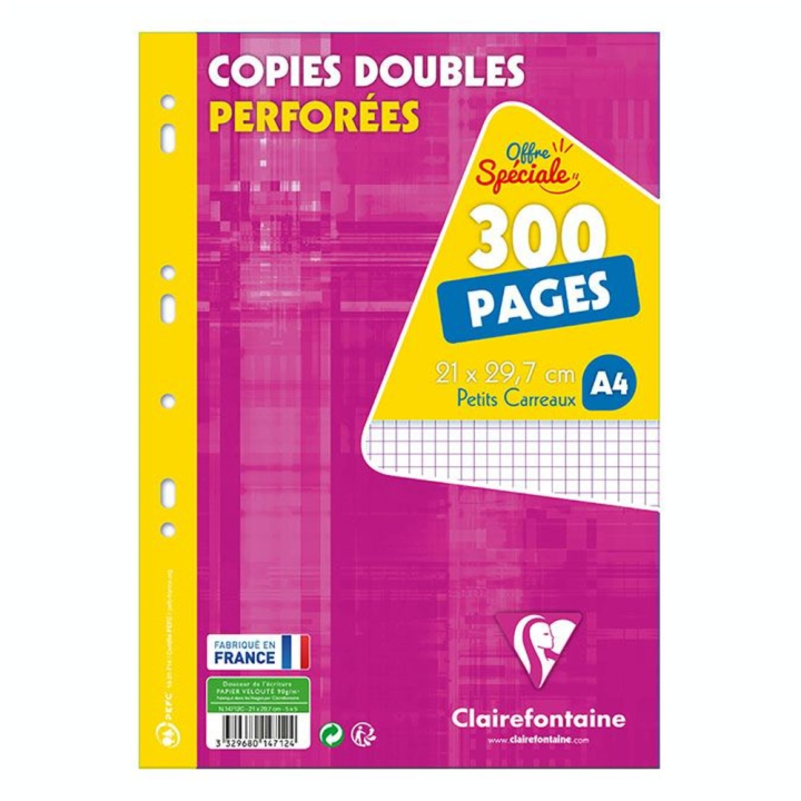 Copies doubles A4 Petits carreaux 300 pages - Clairefontaine - Rougier et Plé