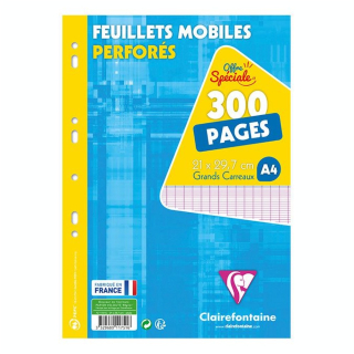Feuillets mobiles perforés A4 Grand carreaux 300 pages - Clairefontaine - Rougier et Plé