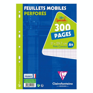 Feuillets mobiles perforés A4 Petits carreaux 300 pages - Clairefontaine - Rougier et Plé