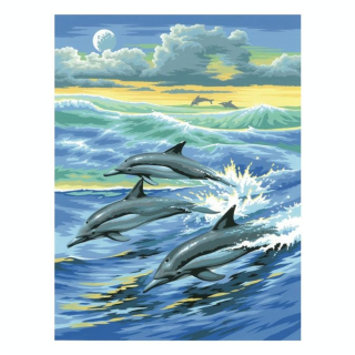 Peinture par numéro débutant Dauphins - Oz International - Rougier et Plé