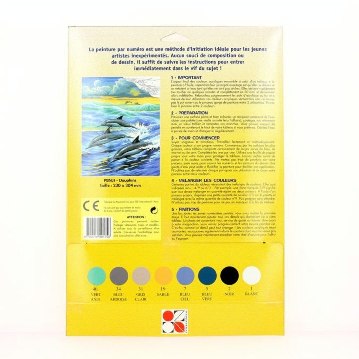 Peinture par numéro débutant Dauphins - Oz International - Rougier et Plé