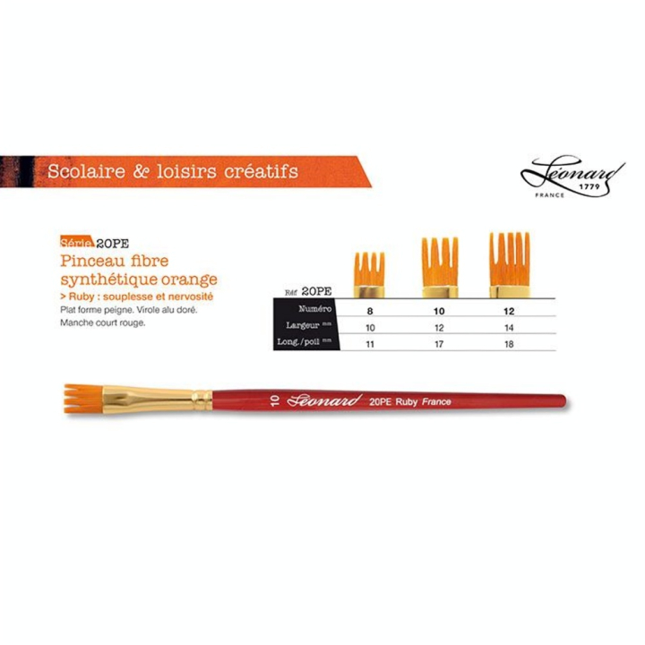 Brosse peigne fibre synthétique orange Ruby s.20PE - Léonard - Rougier et Plé
