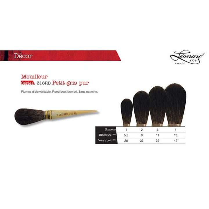 Pinceau mouilleur en petit gris pur s.318RB - Léonard - Rougier et Plé