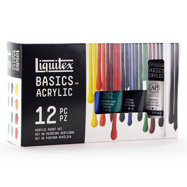 Peinture acrylique Basics Set 12 x 22 ml - Liquitex - Rougier et Plé