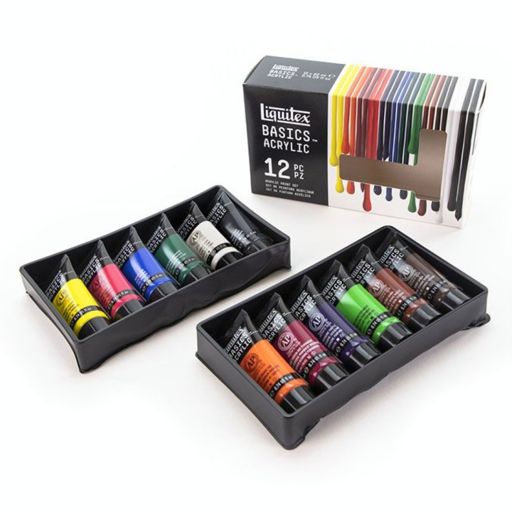 Peinture acrylique Basics Set 12 x 22 ml - Liquitex - Rougier et Plé