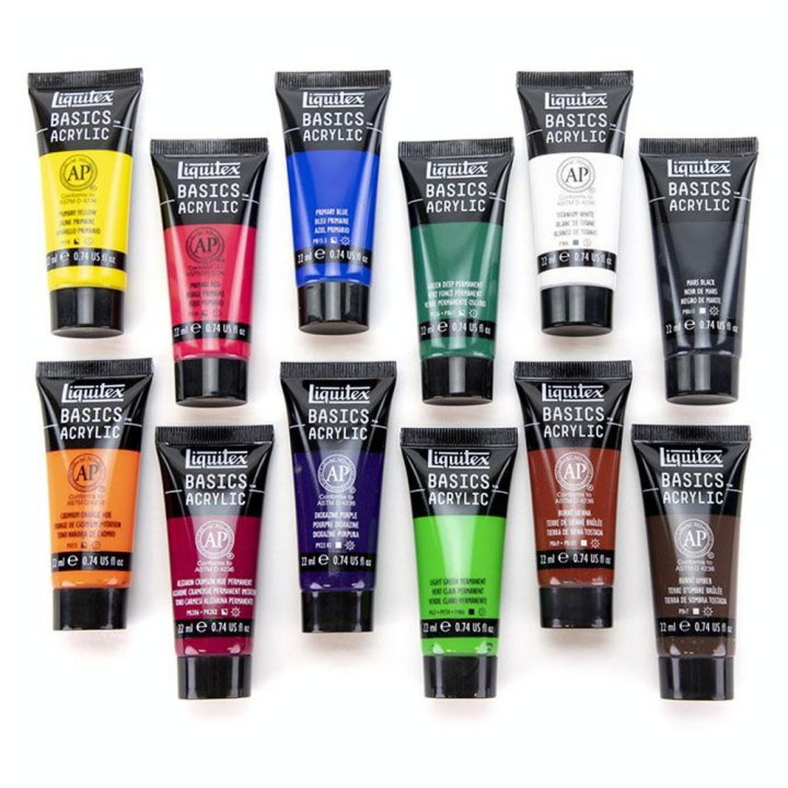 Peinture acrylique Basics Set 12 x 22 ml - Liquitex - Rougier et Plé