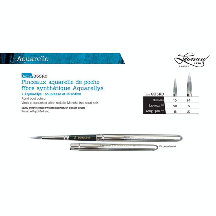 Pinceau rond Aquarellys fibres synthétiques 835RO - Léonard - Rougier et Plé