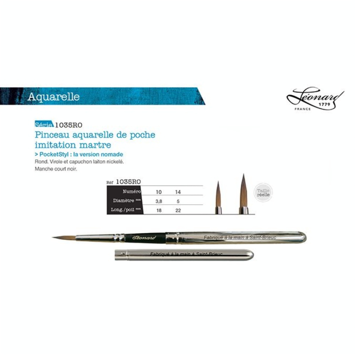 Pinceau de poche fibre imitation martre s.1035RO - Léonard - Rougier et Plé