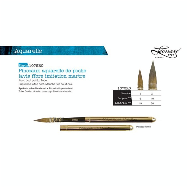 Pinceau lavis de poche fibre imitation martre s.1075 - Léonard - Rougier et Plé
