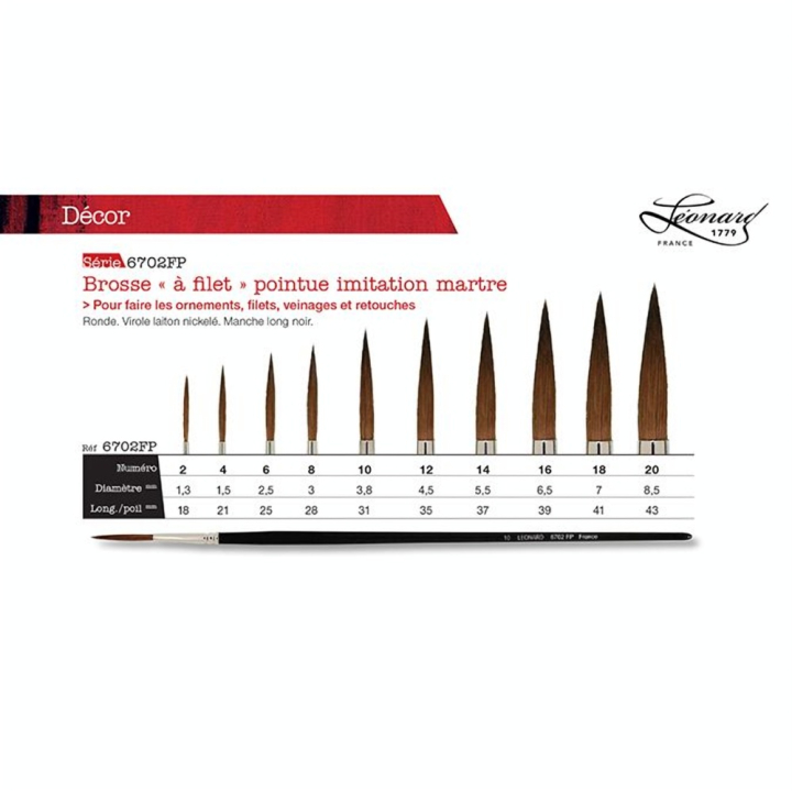 Brosse à filet pointue imitation martre s.6702FP - Léonard - Rougier et Plé