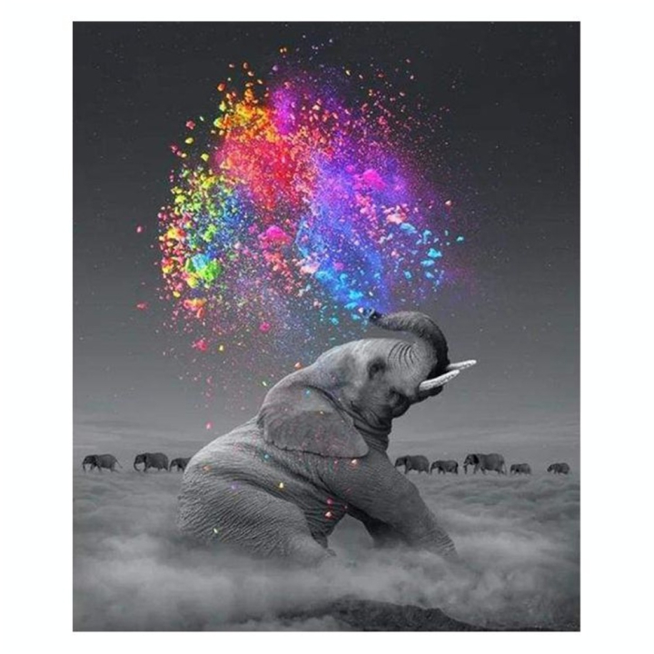 Peinture par numéro Eléphant Et Explosion de Couleurs - Figured'Art - Rougier et Plé