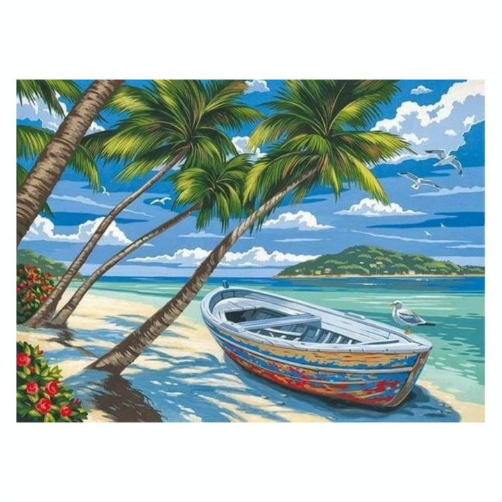 Peinture par numéro Barque Sous Les Cocotiers - Figured'Art - Rougier et Plé