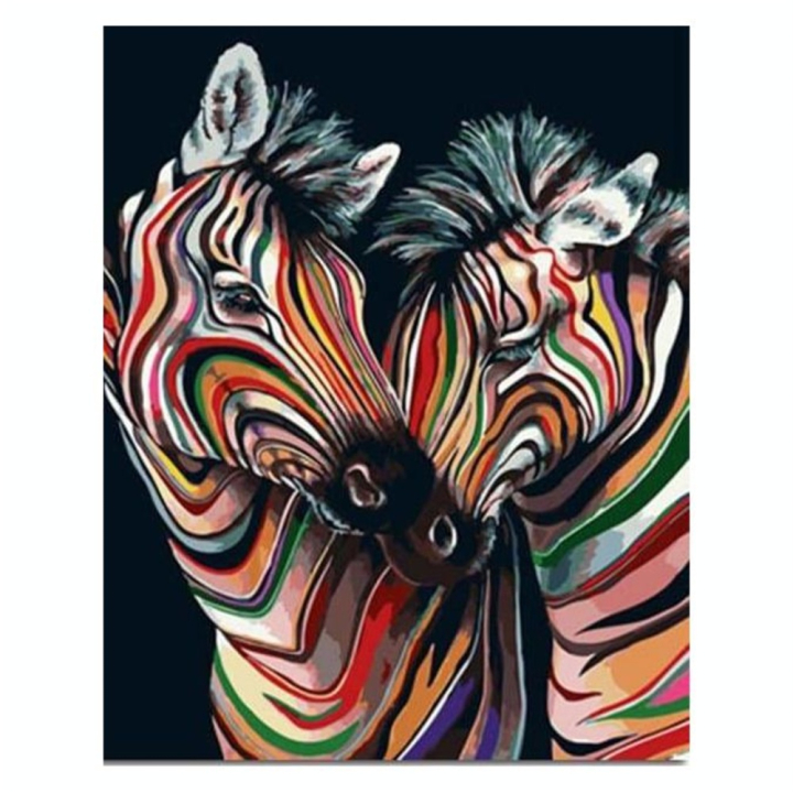 Peinture par numéro Couple de Zèbres colorés - Figured'Art - Rougier et Plé