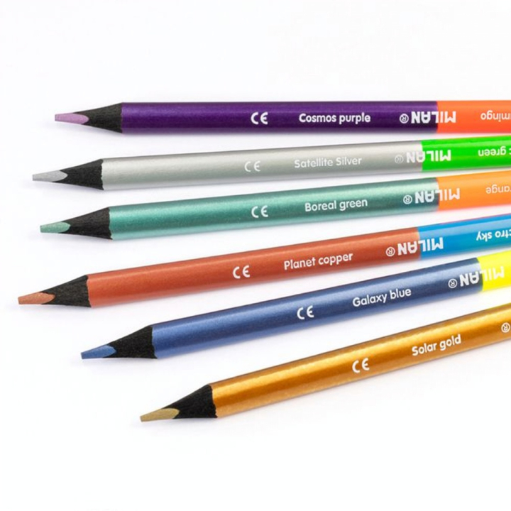 Crayon de couleur bicolore triangulaire Fluo + Métal 6 pcs - MILAN - Rougier et Plé