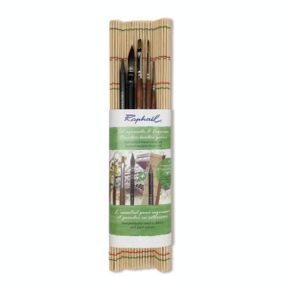 Pinceau aquarelle Set Essentiel 4 pinceaux + 1 HB + pincelier - Raphaël - Rougier et Plé