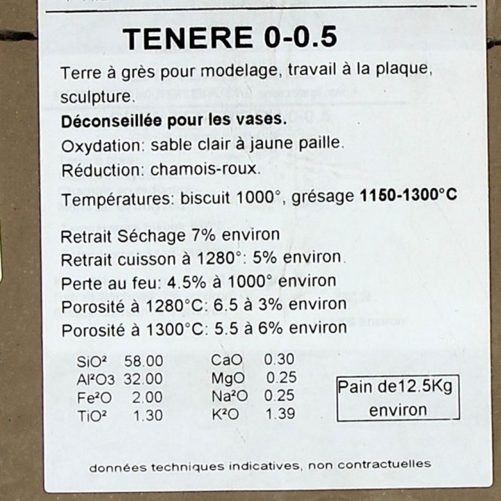 Grès sable du Ténéré chamotté 0-0,5mm 12,5kg - Solargil - Rougier et Plé
