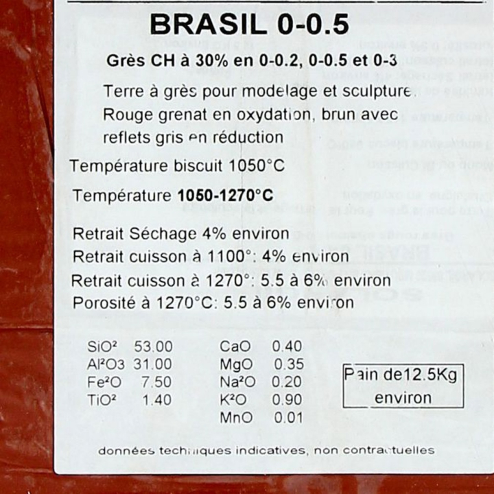 Grès Brasil Rouge Grenat chamotté 0-1mm 12,5kg - Solargil - Rougier et Plé