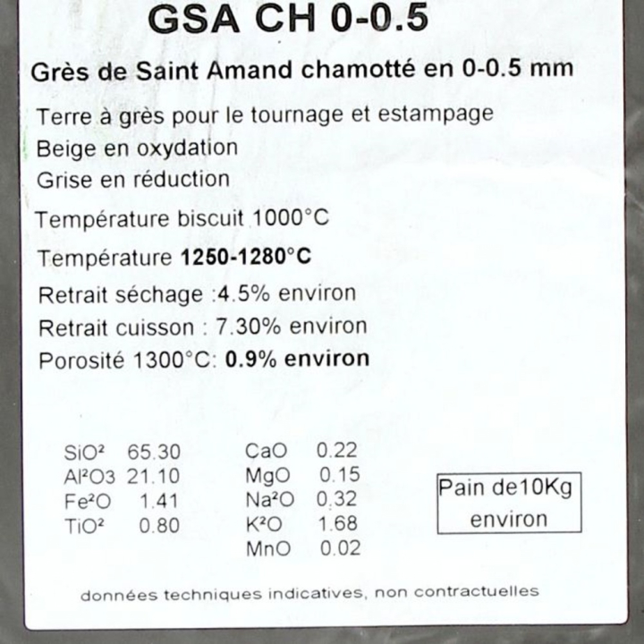 Grès St-Amand chamotté 0-0,5mm 10 kg - Solargil - Rougier et Plé