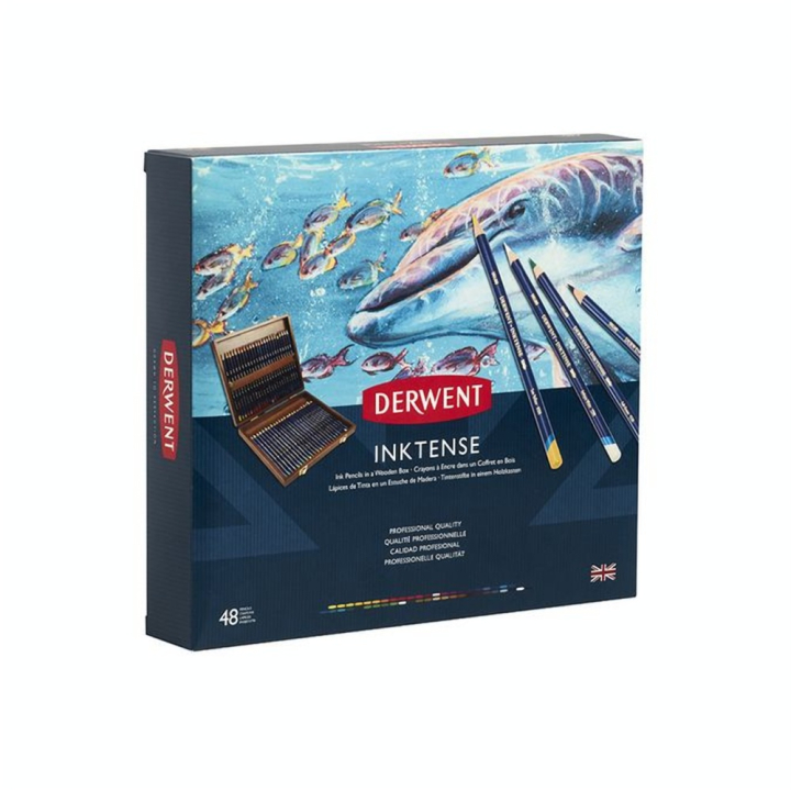 Crayon encre aquarellable Inktense Coffret bois 48 pcs - Derwent - Rougier et Plé
