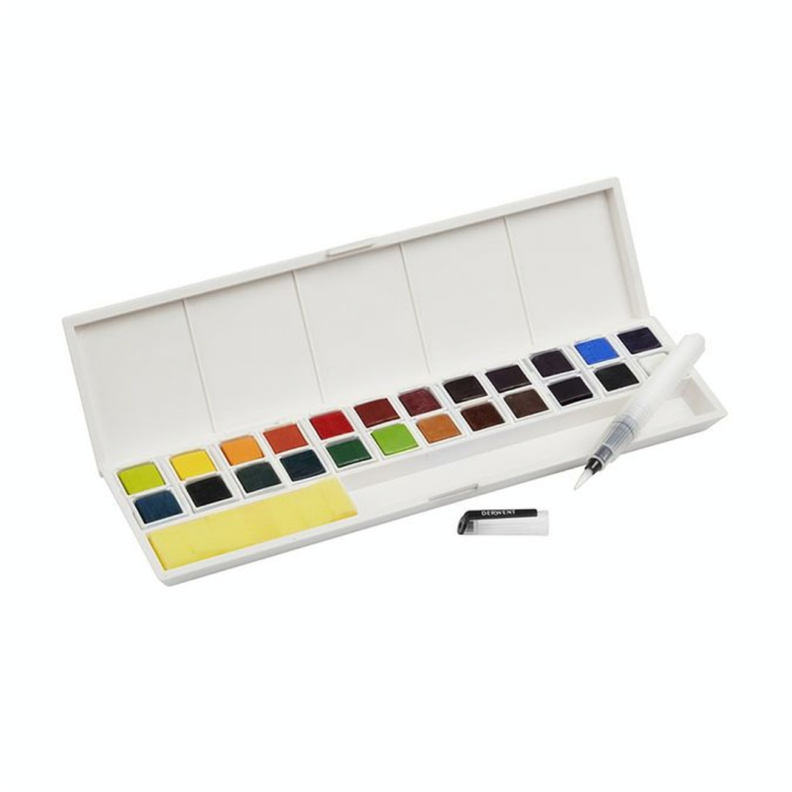 Encre aquarellable Inktense 24 demi-godets - Derwent - Rougier et Plé