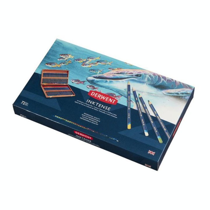 Crayon d'encre aquarellable Inktense Coffret bois 72 pcs - Derwent - Rougier et Plé