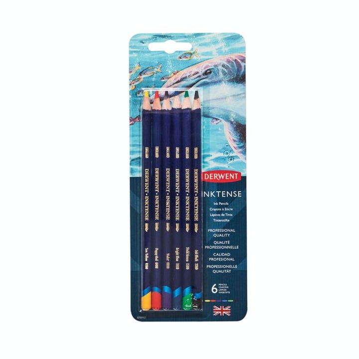Crayon d'encre aquarellable Inktense Set 6 pcs - Derwent - Rougier et Plé
