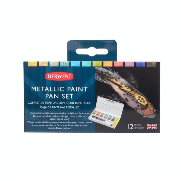 Couleurs aquarellables Metallic 12 demi-godets - Derwent - Rougier et Plé