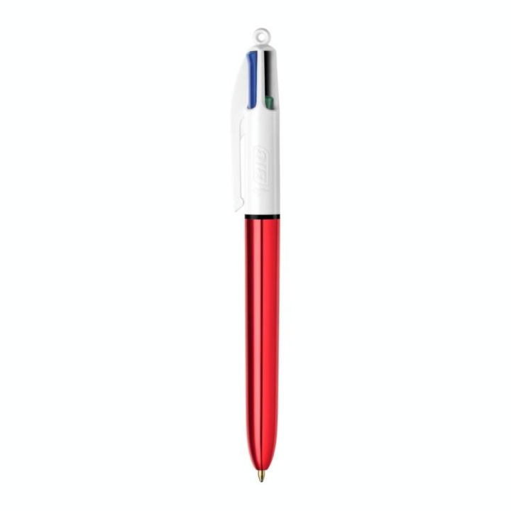 Stylo bille 4 couleurs Corps Shine métallisé Rouge - Bic - Rougier et Plé