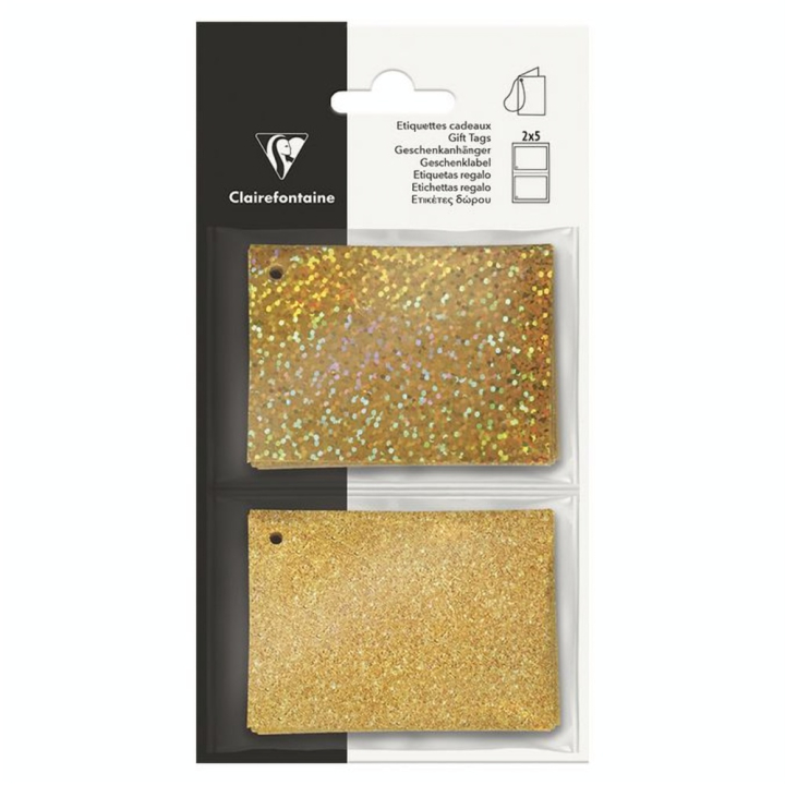 Étiquettes cadeaux Holographiques et Pailletées Or 10 pcs - Clairefontaine - Rougier et Plé