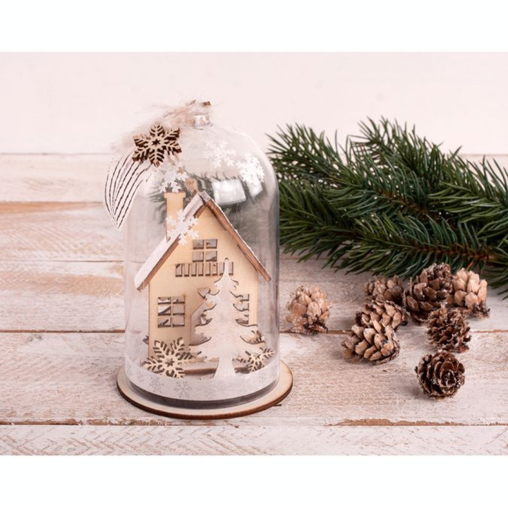 Cloche en plastique + Socle en bois 8 x 13 cm - Rayher - Rougier et Plé