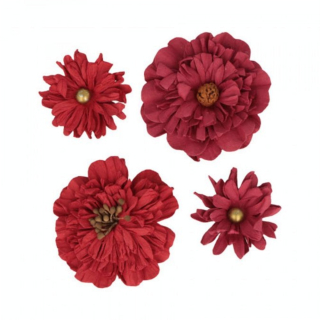 Fleurs rouges en papier - 4 pcs - Artemio - Rougier et Plé