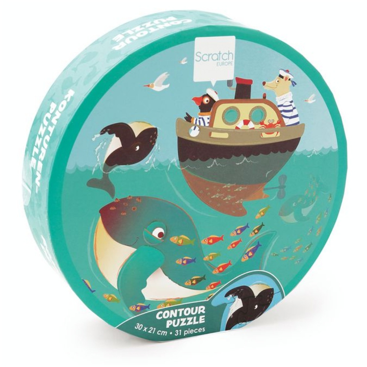 Puzzle Contour 30 x 21 cm 31 pcs Baleines - Scratch - Rougier et Plé
