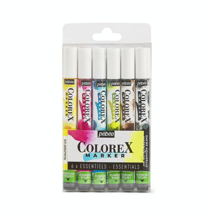 Marqueur Encre aquarelle Colorex Marker Set 6 Essentiels - Pébéo - Rougier et Plé