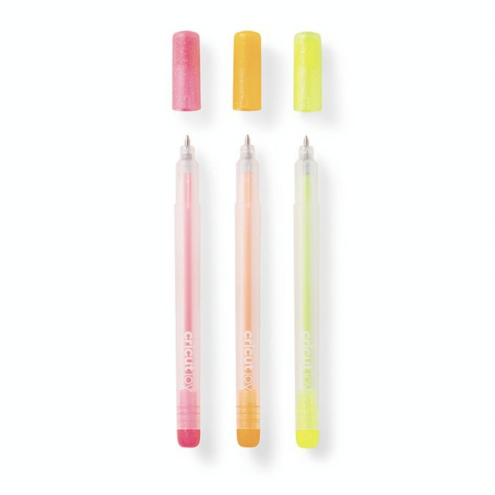 Stylo Encre Gel Pailleté Joy 0.8 mm 3 couleurs Fluo - Cricut - Rougier et Plé