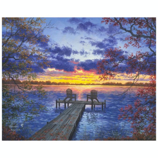 Peinture par numéro Ponton au coucher du soleil - Figured'Art - Rougier et Plé