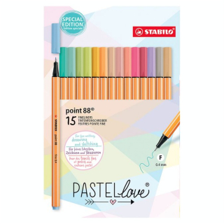 Feutre point 88 Pastellove 15 couleurs - STABILO - Rougier et Plé
