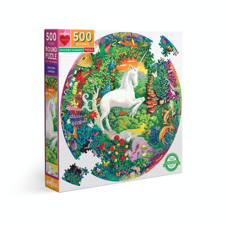Puzzle Rond 500 pièces Jardin de la Licorne - Eeboo - Rougier et Plé